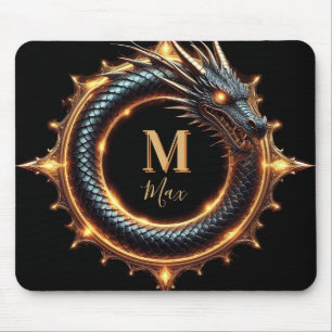 🐉 Custom Name Dragon Fantasy Symbol For Gamers 🔥 Mouse Pad