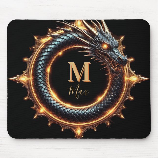🐉 Custom Name Dragon Fantasy Symbol For Gamers 🔥 Mouse Pad (Front)