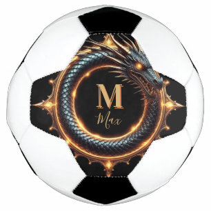 🐉 Custom Name Dragon Fantasy Symbol For Gamers 🔥 Soccer Ball
