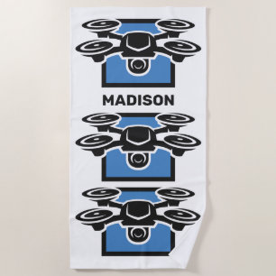 Custom Name Drone Beach Towel