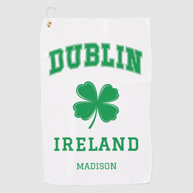 Custom Name Dublin Ireland Golf Towel (Front)
