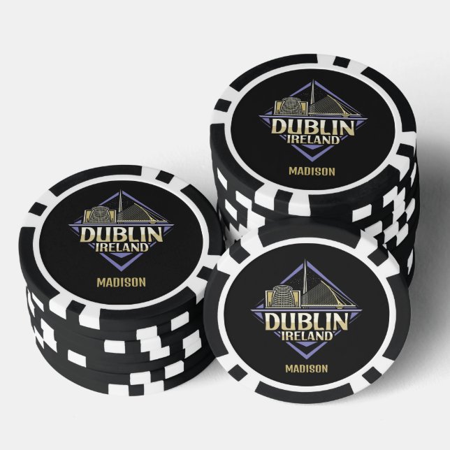 Custom Name Dublin Ireland Poker Chips (Stack)