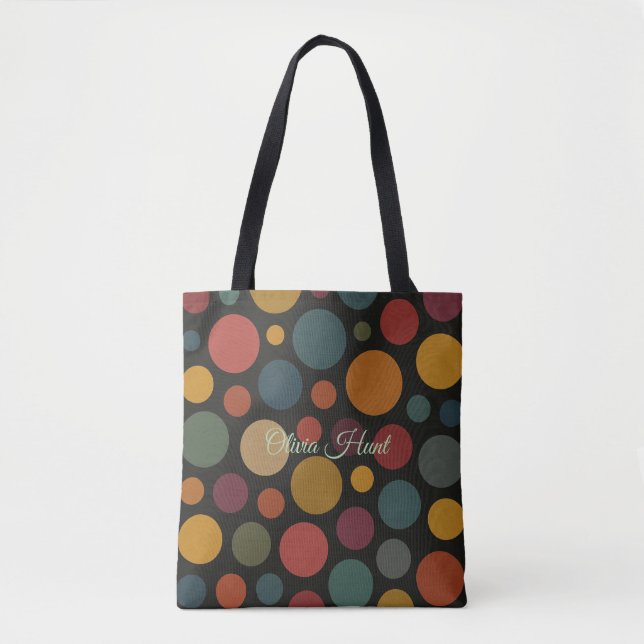 Custom Name Dull Color Circles Tote Bag (Front)