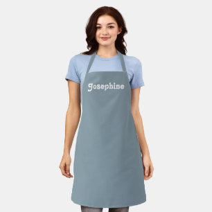 Custom name dusty blue monogram simple cute apron