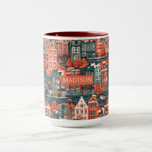 Custom Name Dutch Houses Pattern Mug