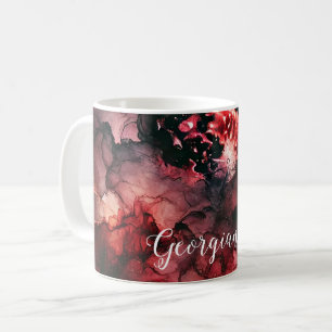 Custom Name Eerie Blood Moon Halloween Alcohol Ink Coffee Mug