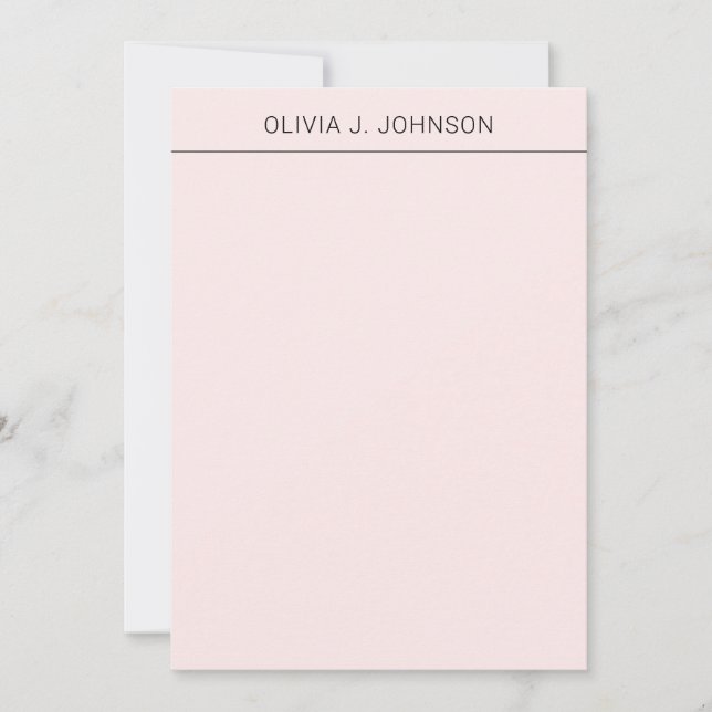 Custom Name Elegant Blush Pink Flat Note Card (Front)