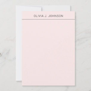 Custom Name Elegant Blush Pink Flat Note Card