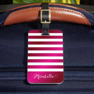 Custom Name Elegant Bright Hot Pink Luggage Tag