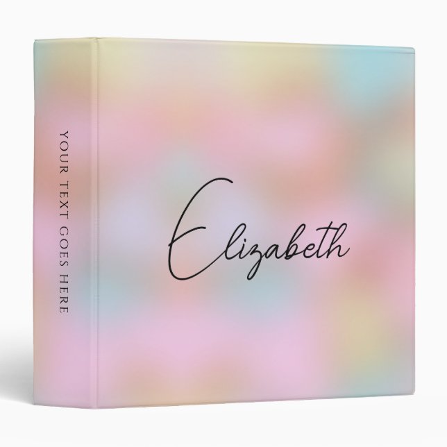 Custom Name Elegant Colours Typography Template Binder (Front/Spine)