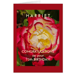 Custom Name Elegant Red and Gold Rose Birthday