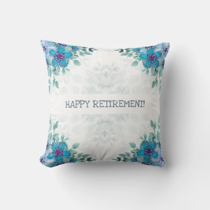 Custom Name Elegant Retirement Keepsake Floral Throw Pillow