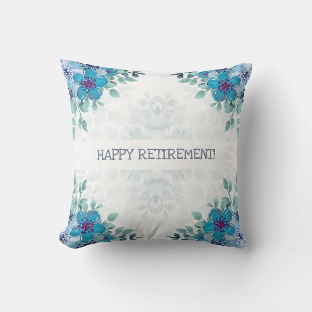 Custom Name Elegant Retirement Keepsake Floral Throw Pillow (Front)