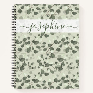 Custom name elegant script Eucalyptus fresh green  Notebook