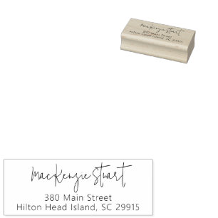 Custom Name Elegant Script Return Address Simple Rubber Stamp