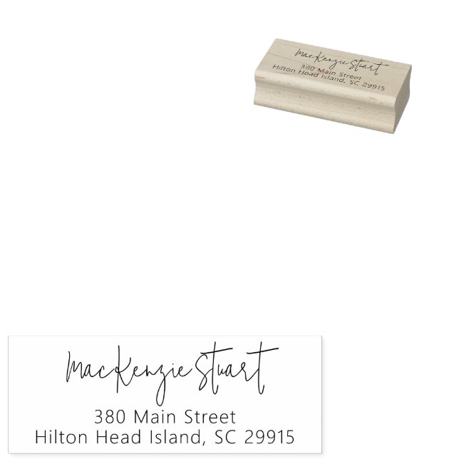 Custom Name Elegant Script Return Address Simple Rubber Stamp (Stamped)