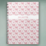 Custom Name Elegant Vintage Floral Blush Pink Bows Notebook<br><div class="desc">Write in style! This elegant notebook features vintage florals and sweet blush pink bows with your custom name,  perfect for journalling,  school,  or a thoughtful personalized gift.</div>