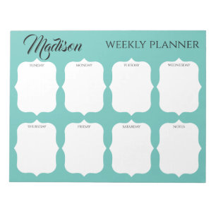 Custom Name Elegant Weekly Planner Notepad