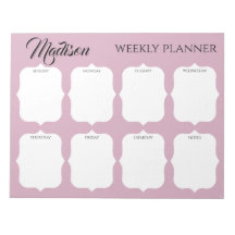 Custom Name Elegant Weekly Planner Notepad