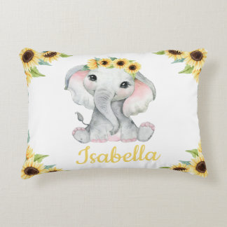 Custom Name Elephant Sunflower Pillow Gift