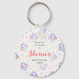 Custom Name Elephant Theme Baby Shower Keychain