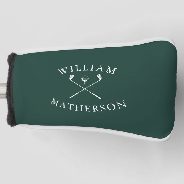 Custom Name Emerald Green And White Golf Clubs  Golf Head Cover (Front)