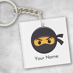 Custom Name Emoji Ninja Button Keychain