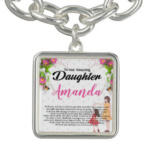 Custom Name Encouraging Message for Daughter Bracelet
