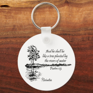 Custom Name Encouraging Scripture Psalm 1:3  Keychain
