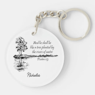 Custom Name Encouraging Scripture Psalm 1:3  Keychain