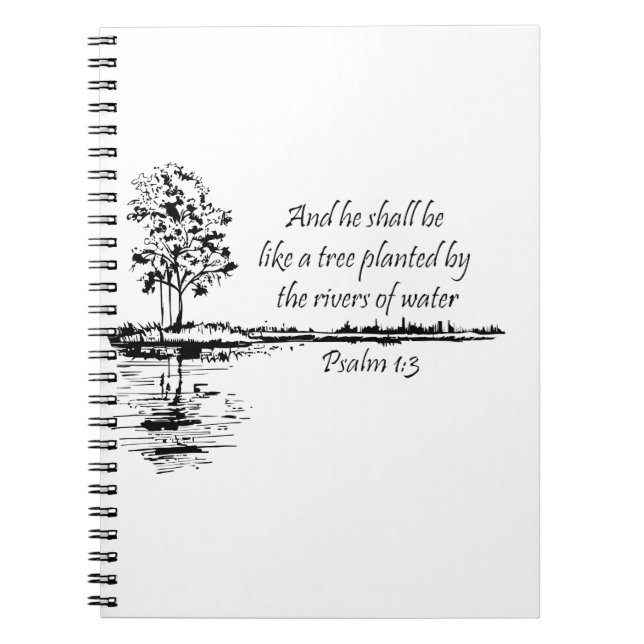 Custom Name Encouraging Scripture Psalm 1:3  Notebook (Front)
