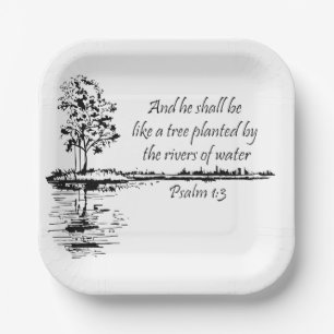 Custom Name Encouraging Scripture Psalm 1:3  Paper Plate