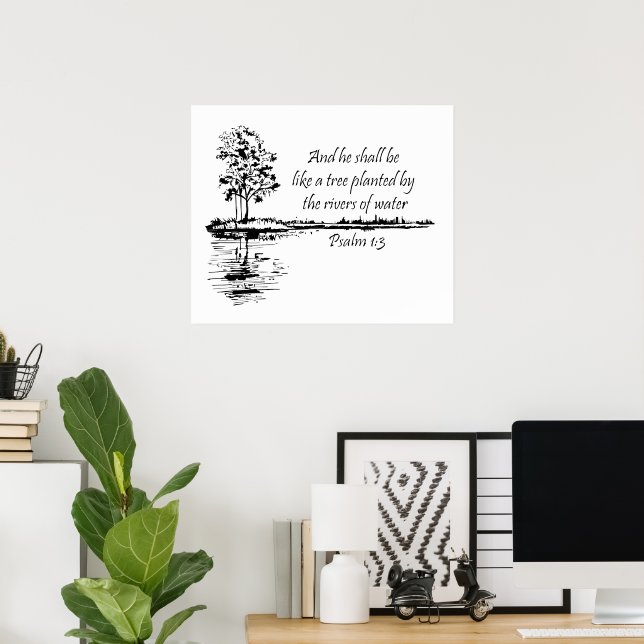 Custom Name Encouraging Scripture Psalm 1:3  Poster (Home Office)