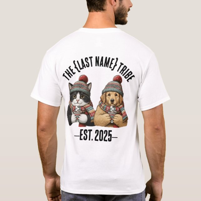 Custom Name Est Year Cat Dog T-Shirt (Back)