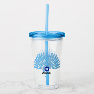 Custom Name Evil Eye Summer Vacation Blue Acrylic Tumbler