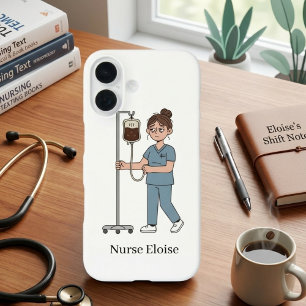 Custom Name Exhausted Nurse Coffee IV Phone Case