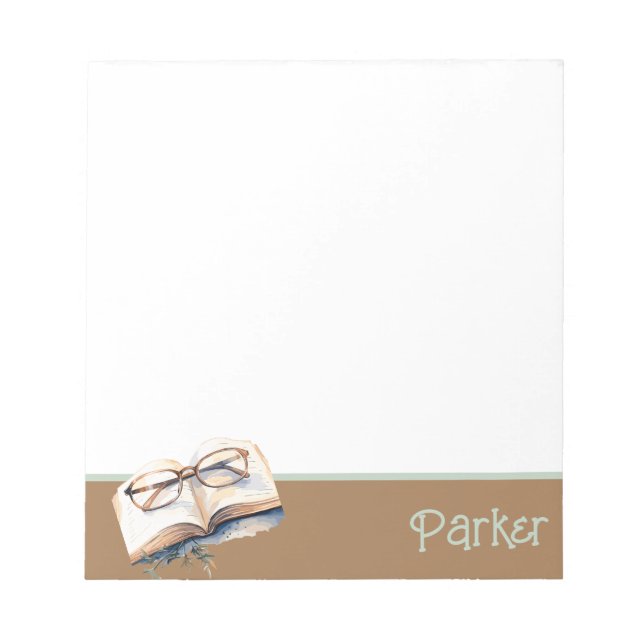 Custom Name Eyeglasses Reading Book Notepad (Front)