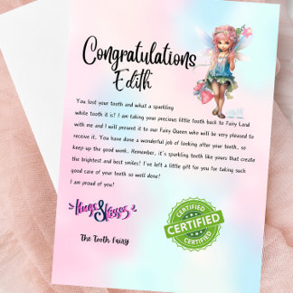 Custom Name Fairy Letter Keepsake - For Kids Invitation