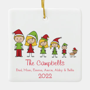Custom Name Family and Pet Christmas Ceramic Ornam Ornament
