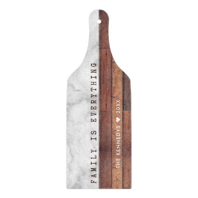  Custom Name Family Quote Wood And Marble Cutting Board (Front)