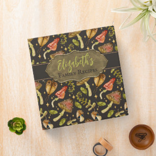 Custom Name Family Recipe Mushroom Cookbook  Binder