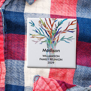  Custom Name Family Reunion Badge 2 Inch Square Button