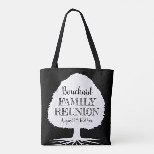 Custom name family reunion tree silhouette tote bag