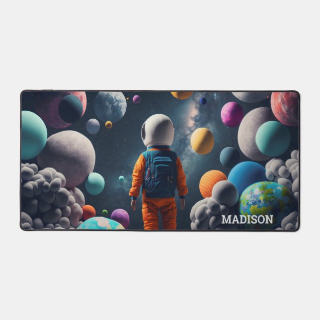 Custom Name Fantasy Space Kid Desk Mat (Front)