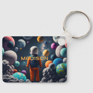 Custom Name Fantasy Space Kid Keychain