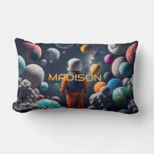Custom Name Fantasy Space Kid Lumbar Pillow