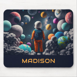 Custom Name Fantasy Space Kid Mouse Pad