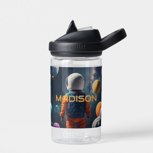 Custom Name Fantasy Space Kid Water Bottle (Left)