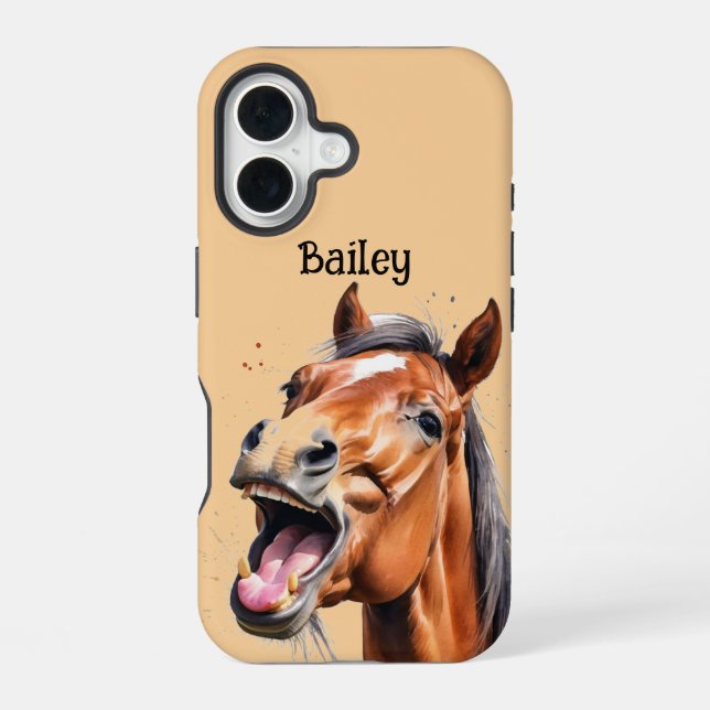 Custom Name Farm Animal Horses Horse iPhone 16 Case (Back)