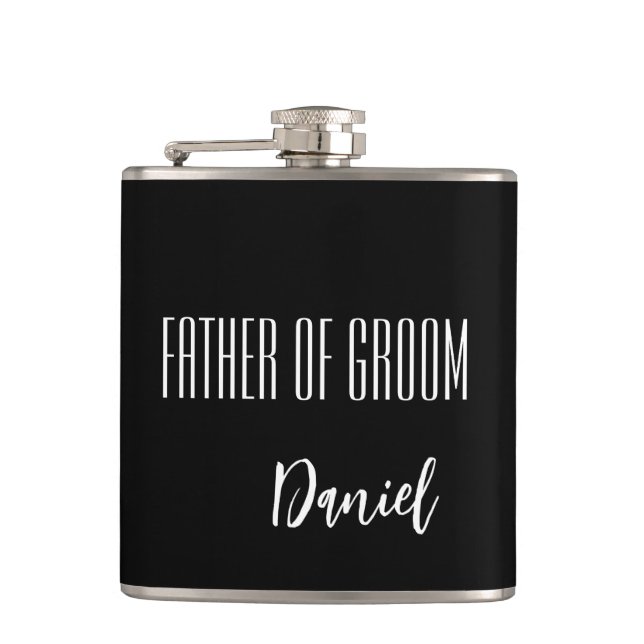 Custom Name Father Of Groom Flask (Front)
